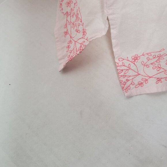 Bass Pink Lightweight Floral Embroidered Bead Cotton 3/4 Sleeve Tunic Size L - Picture 5 of 10